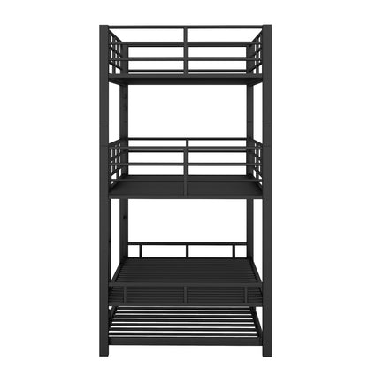 Triple Bunk Bed With Trundle, Heavy Duty Steel Construction - The Sleep Loft - Online Mattress Showroom NYC