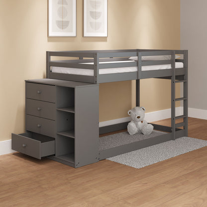 Gaston - Bunk Bed Twin Over Twin With 4 Drawers & 3 Compartments - Gray - The Sleep Loft - Online Mattress Showroom NYC