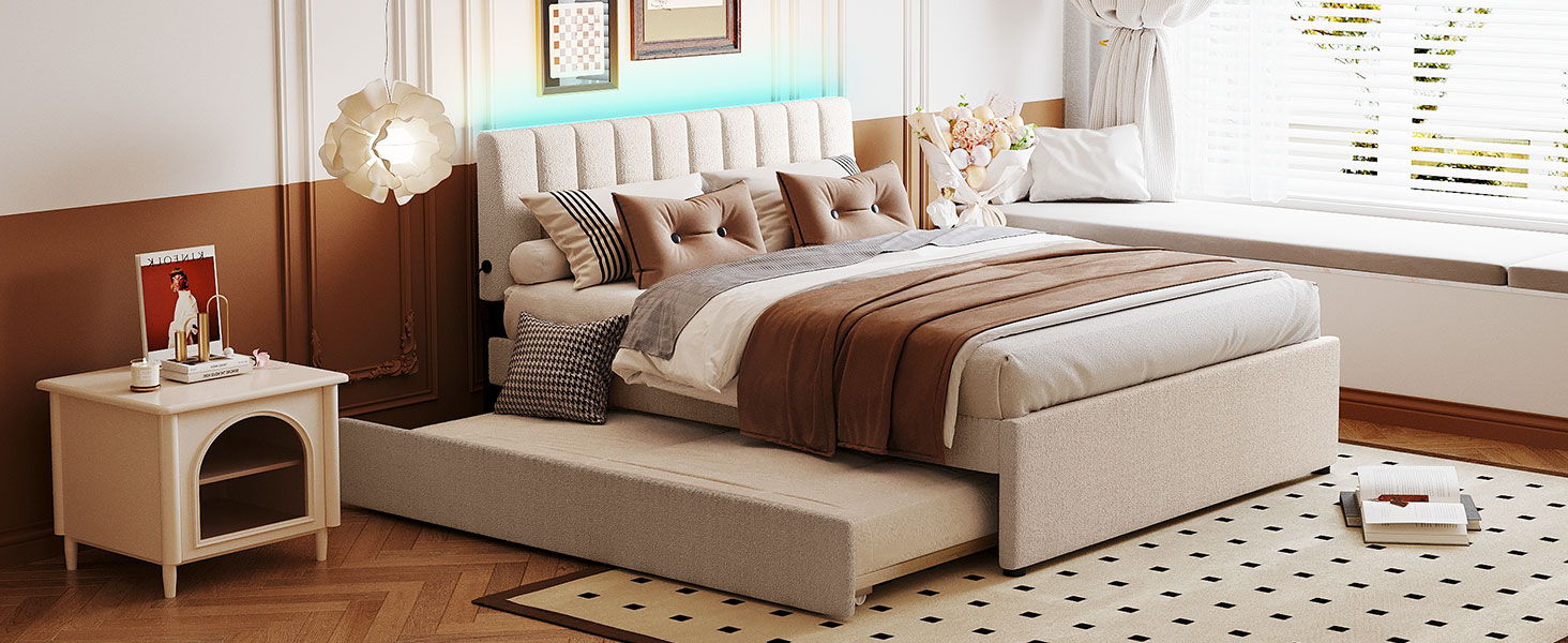 Upholstered Platform Bed With Trundle - The Sleep Loft - Online Mattress Showroom NYC