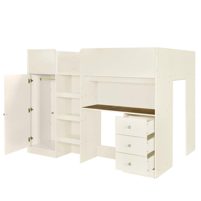 Loft Bed With Built In Wardrobe, Desk, Shelves, And Drawers - The Sleep Loft - Online Mattress Showroom NYC