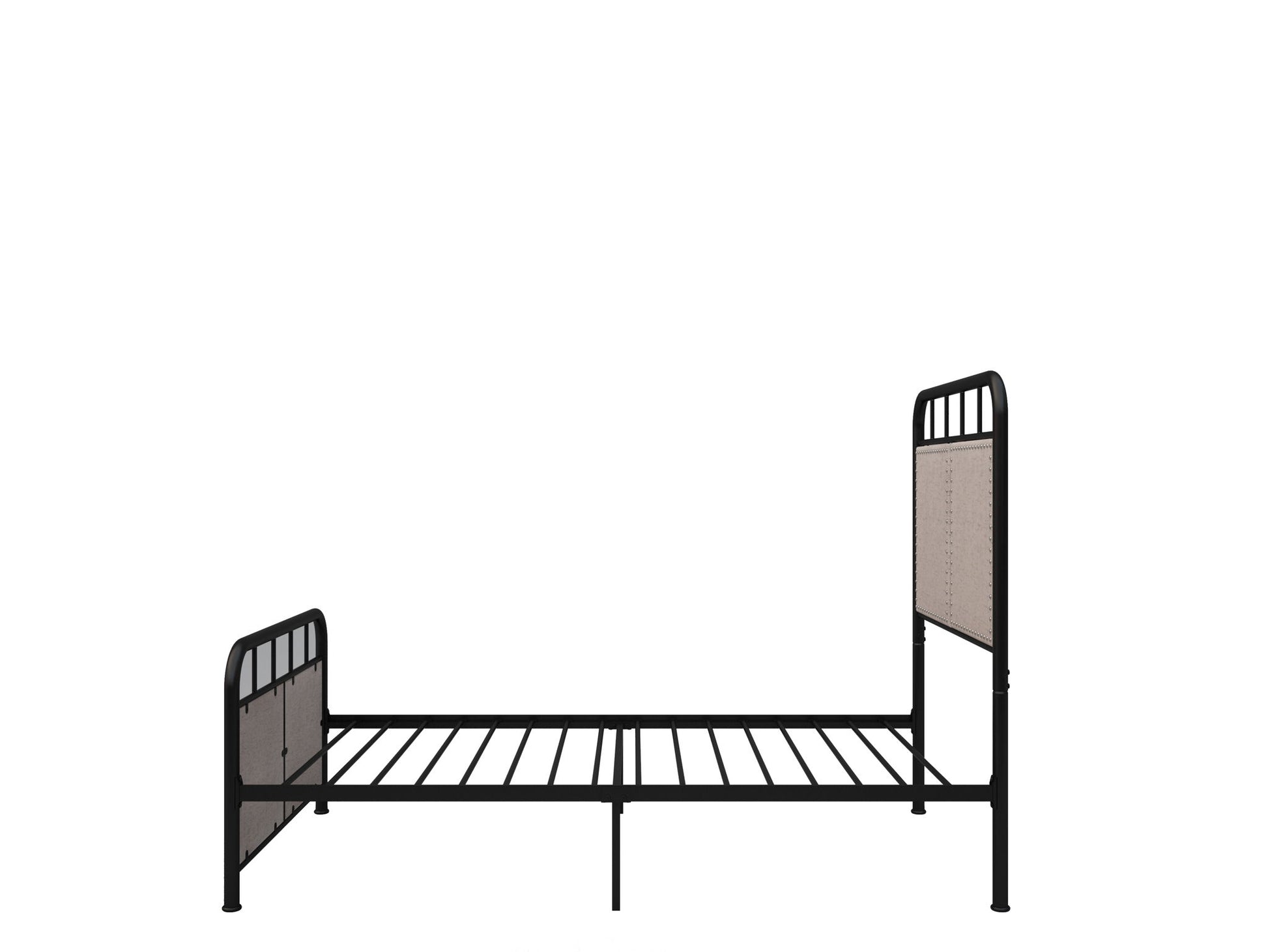 Twin Size Linen Upholstered Platform Metal Bed Frame With Fabric Headboard And Footboard - Brown - The Sleep Loft - Online Mattress Showroom NYC