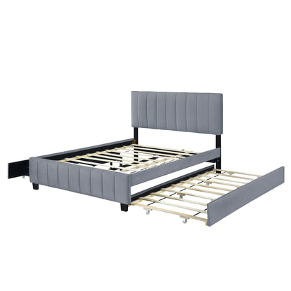 Platform UpholsteredBed With 2 Drawers And Twin Long Trundle - The Sleep Loft - Online Mattress Showroom NYC
