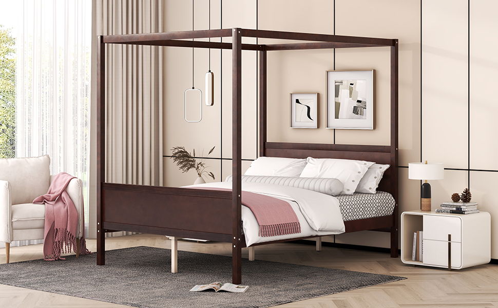 Canopy Platform Bed With Headboard And Footboard, Slat Support Leg - The Sleep Loft - Online Mattress Showroom NYC