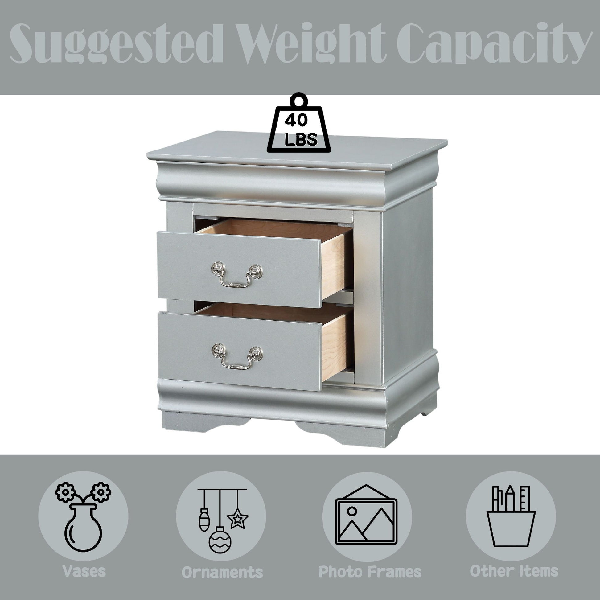 Louis Philippe III - Sleek Design Nightstand - The Sleep Loft - Online Mattress Showroom NYC