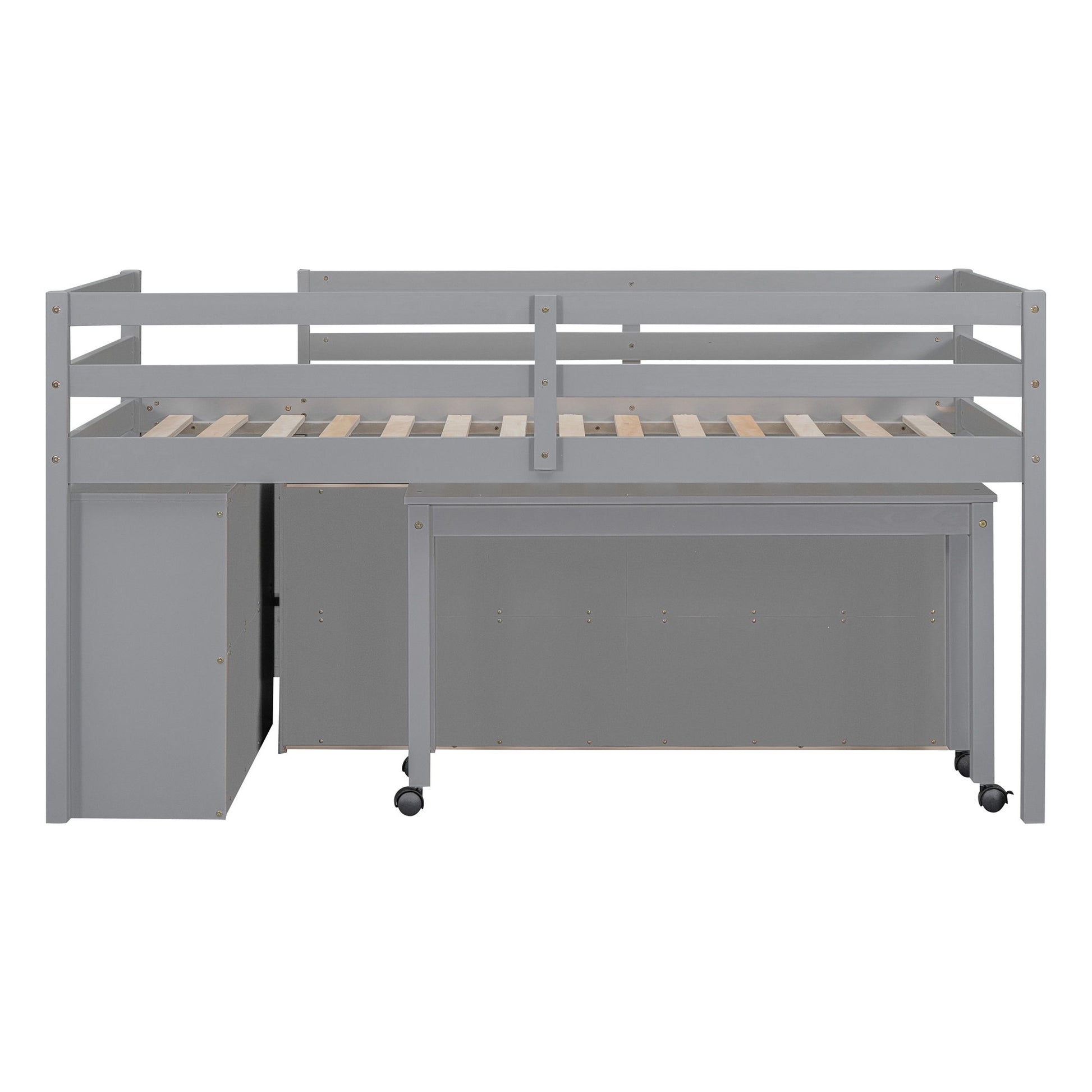 Loft Bed With Retractable Writing Desk And 4 Drawers, With Lateral Portable Desk And Shelves - The Sleep Loft - Online Mattress Showroom NYC