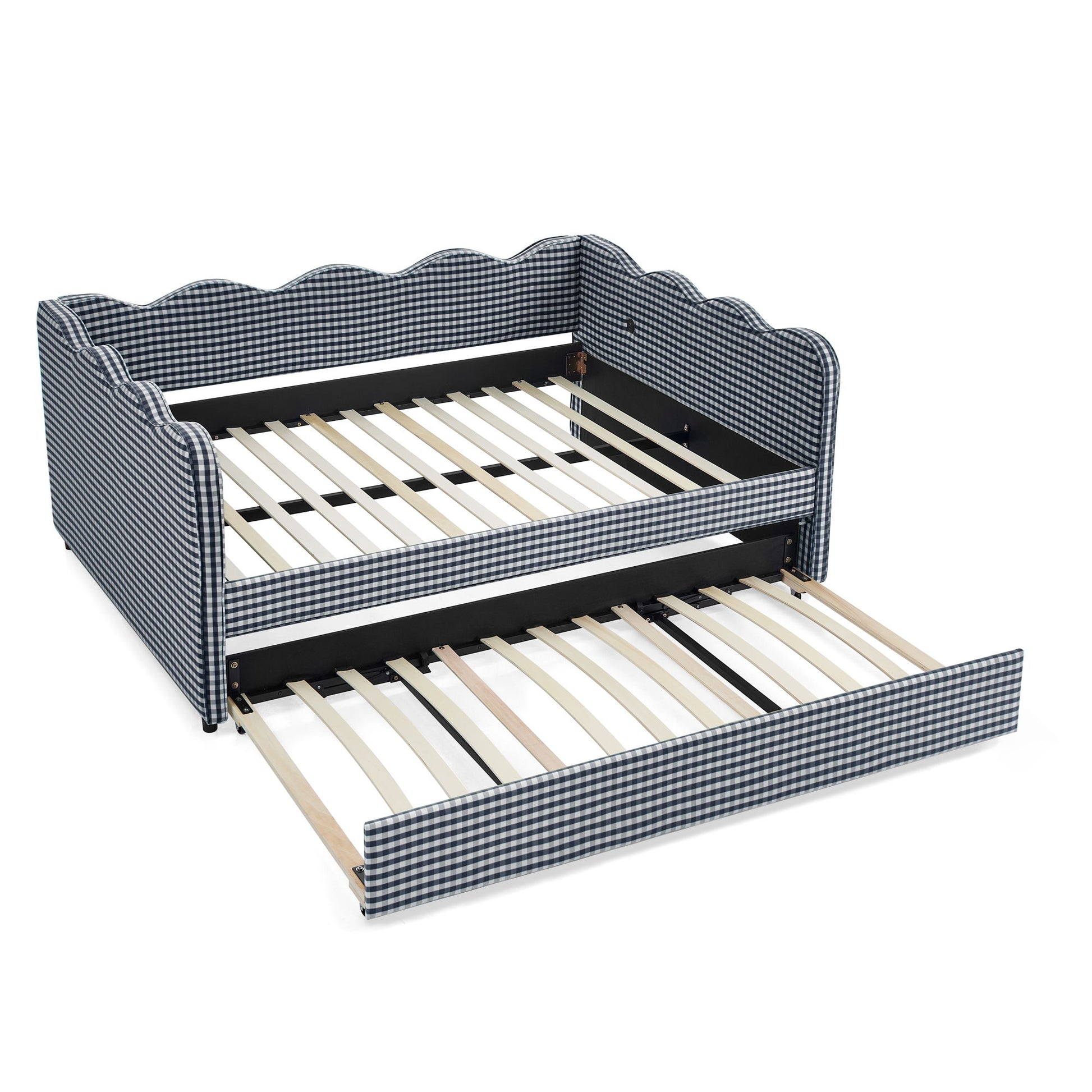Gingham Daybed With USB Charging Port, Wave-Shaped Design - The Sleep Loft - Online Mattress Showroom NYC