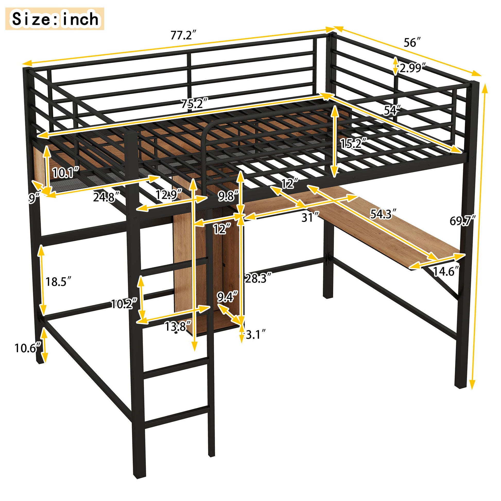 Full Size & Loft Bed With L-Shaped Desk And Shelves - Black - The Sleep Loft - Online Mattress Showroom NYC
