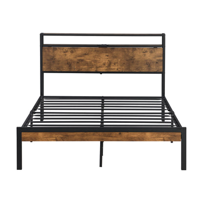 Platform Bed Frame With Wooden Headboard And Footboard, USB Liner - The Sleep Loft - Online Mattress Showroom NYC