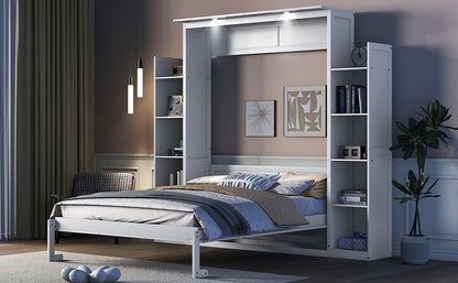 Wall Murphy Bed With Shelves And LED Lights - The Sleep Loft - Online Mattress Showroom NYC