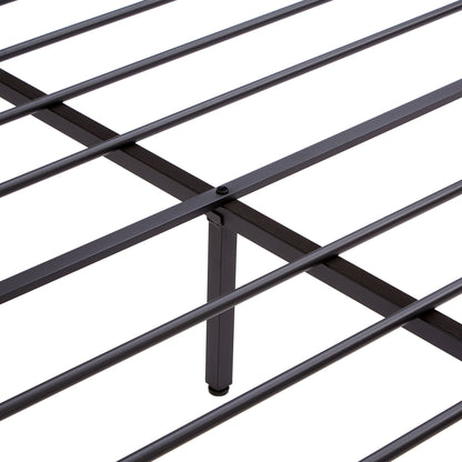 Metal Platform Bed Frame With Wooden Headboard And Footboard With USB Liner, LED Lights, No Box Spring Needed, Large Under Bed Storage - The Sleep Loft - Online Mattress Showroom NYC