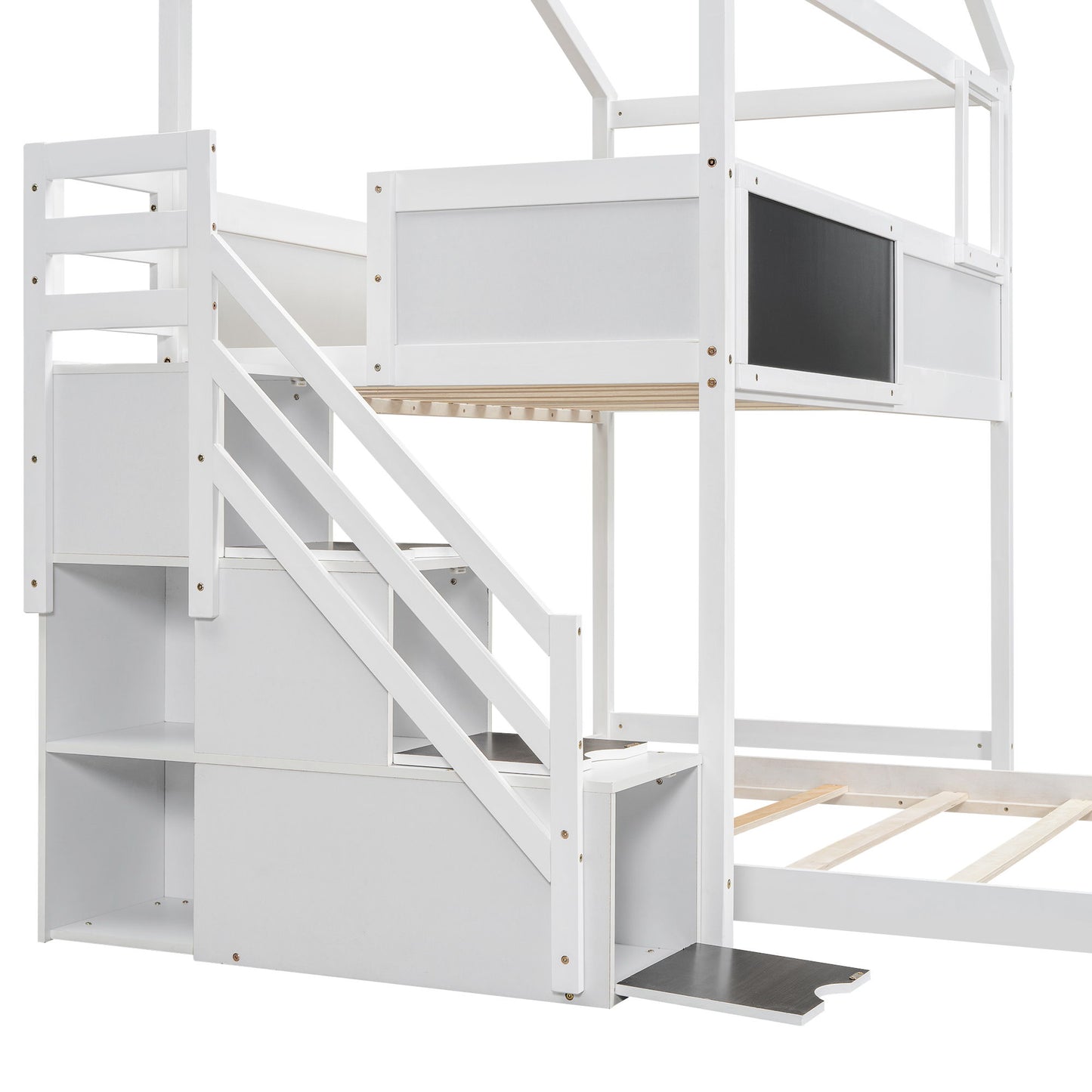 House Style Bunk Bed With Storage Staircase And board - The Sleep Loft - Online Mattress Showroom NYC