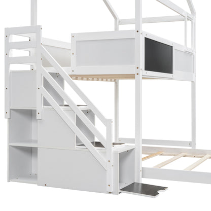 House Style Bunk Bed With Storage Staircase And board - The Sleep Loft - Online Mattress Showroom NYC