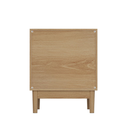 Bedside Table With Grille Design And 2 Drawers, Side Table For Bedroom - Oak - The Sleep Loft - Online Mattress Showroom NYC