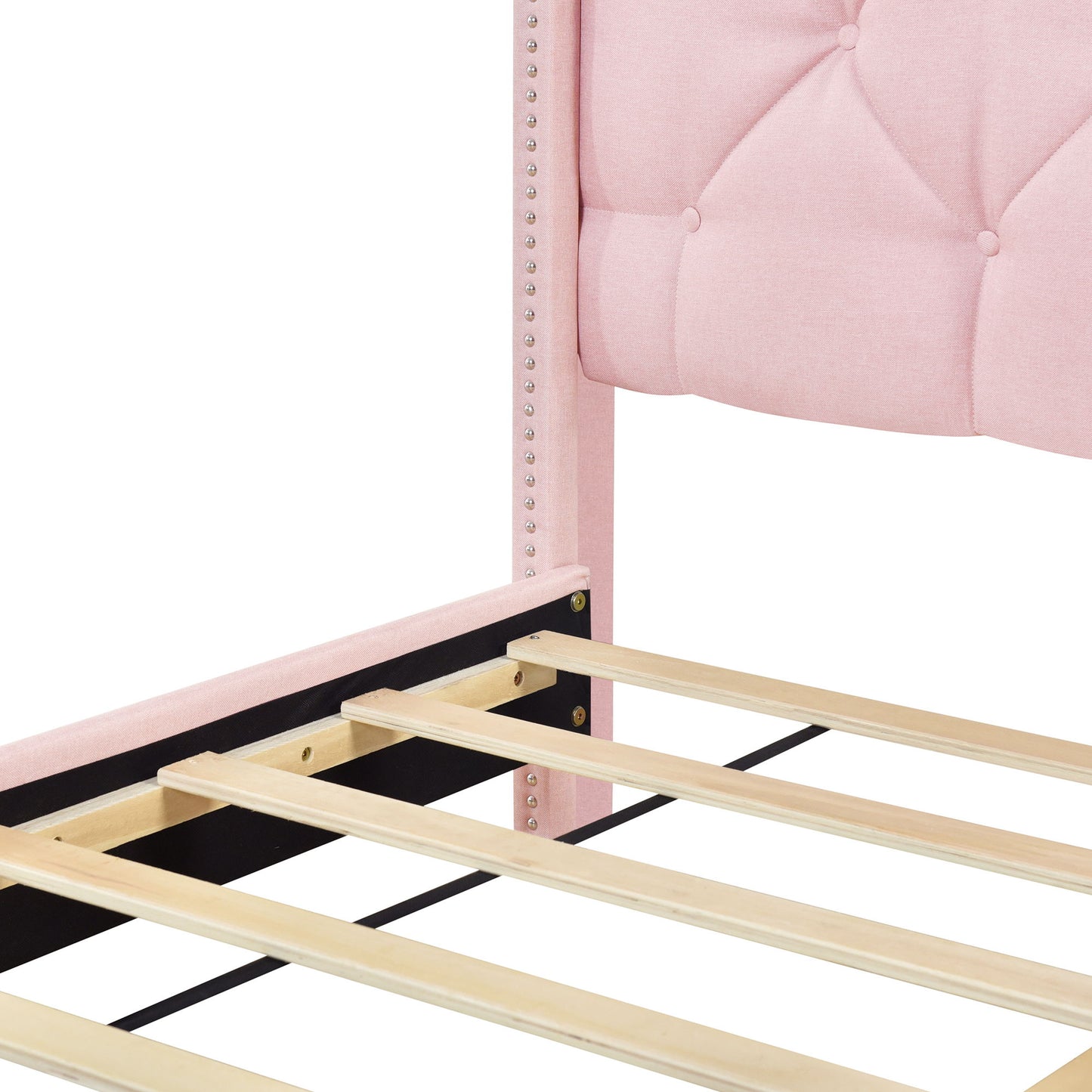Queen Size Storage Bed Linen Upholstered Platform Bed & Two Drawers - Pink - The Sleep Loft - Online Mattress Showroom NYC