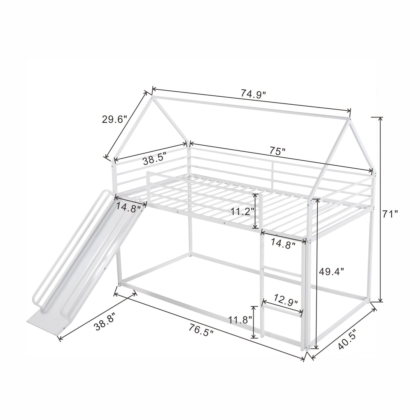 Twin Over Twin House Bunk Bed With Ladder And Slide - The Sleep Loft - Online Mattress Showroom NYC
