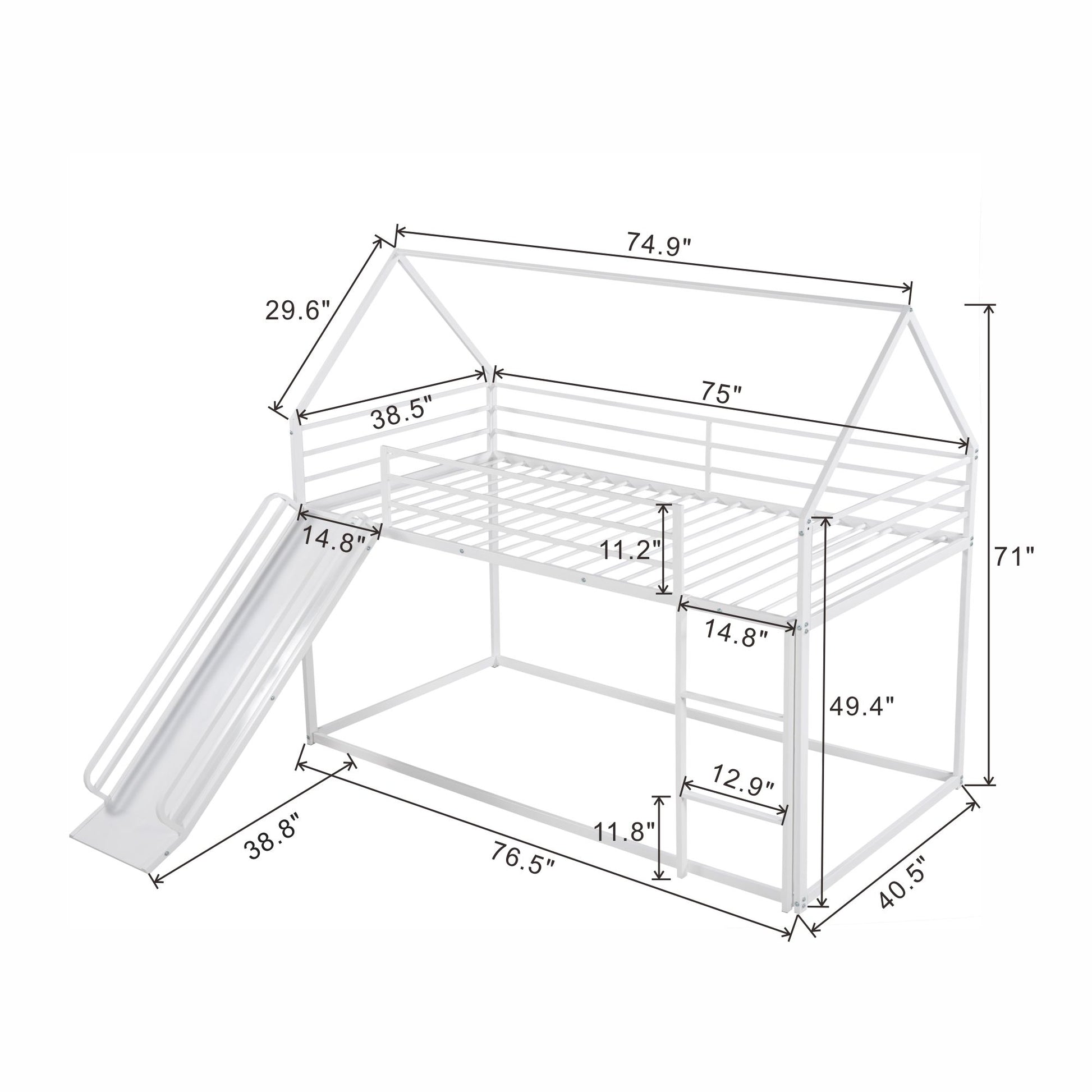 Twin Over Twin House Bunk Bed With Ladder And Slide - The Sleep Loft - Online Mattress Showroom NYC
