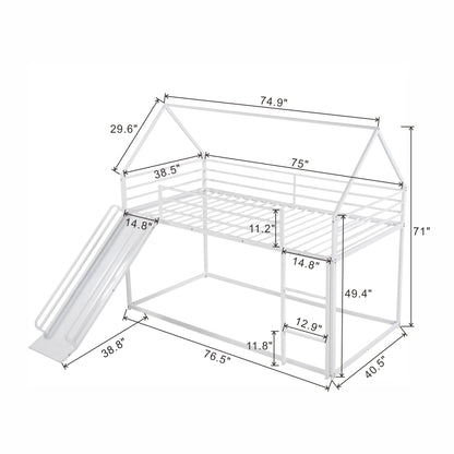 Twin Over Twin House Bunk Bed With Ladder And Slide - The Sleep Loft - Online Mattress Showroom NYC