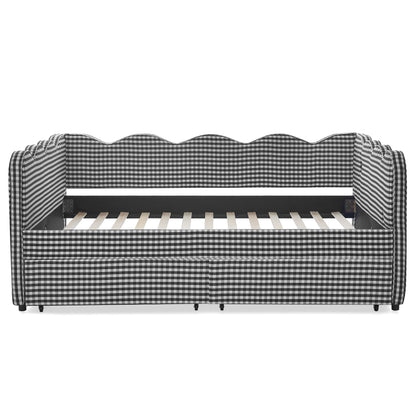 Gingham Daybed With USB Charging Port, Wave-Shaped Design - The Sleep Loft - Online Mattress Showroom NYC