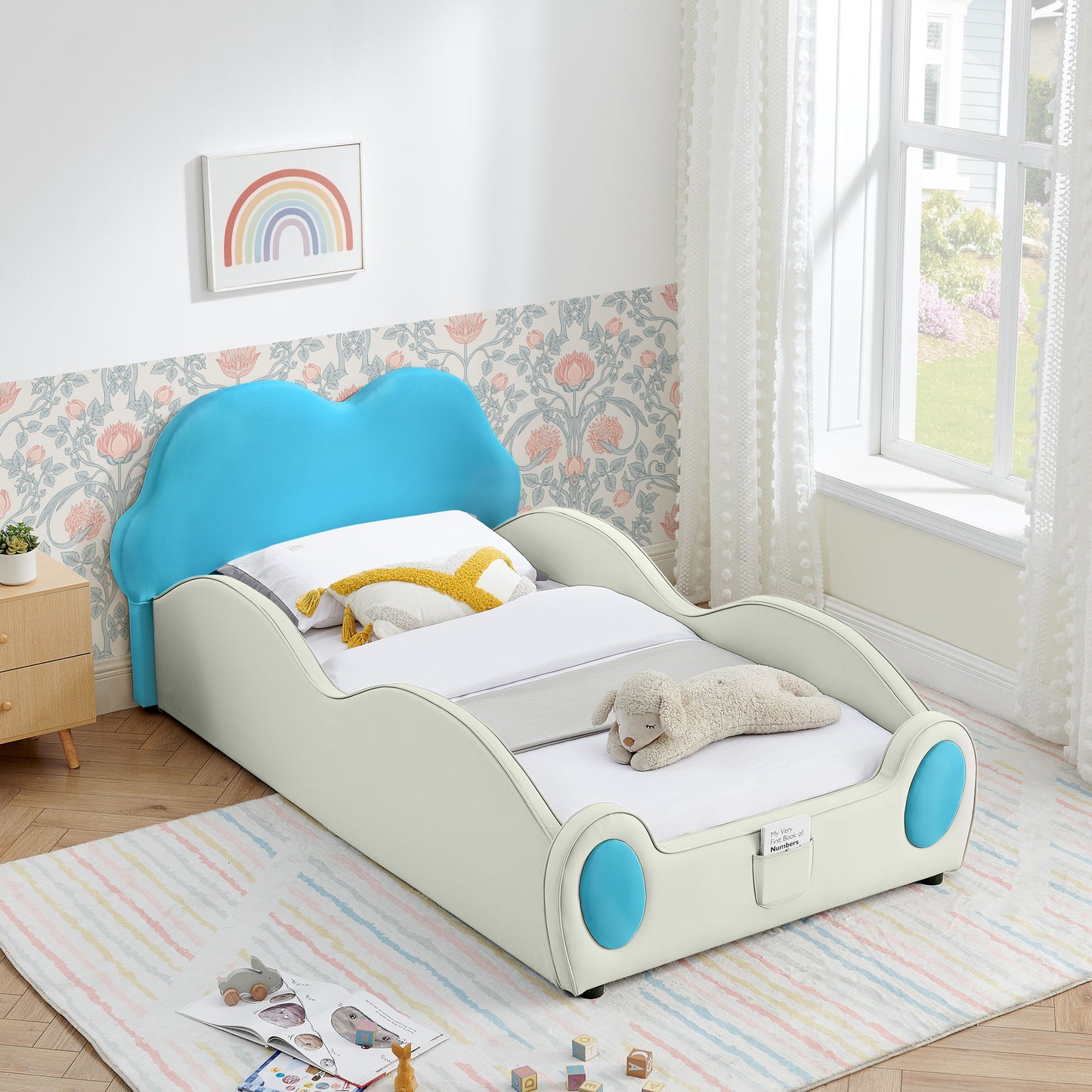 Cute Cloud Shape Bed With Guardrails Cartoon Design, Storage Pocket - The Sleep Loft - Online Mattress Showroom NYC