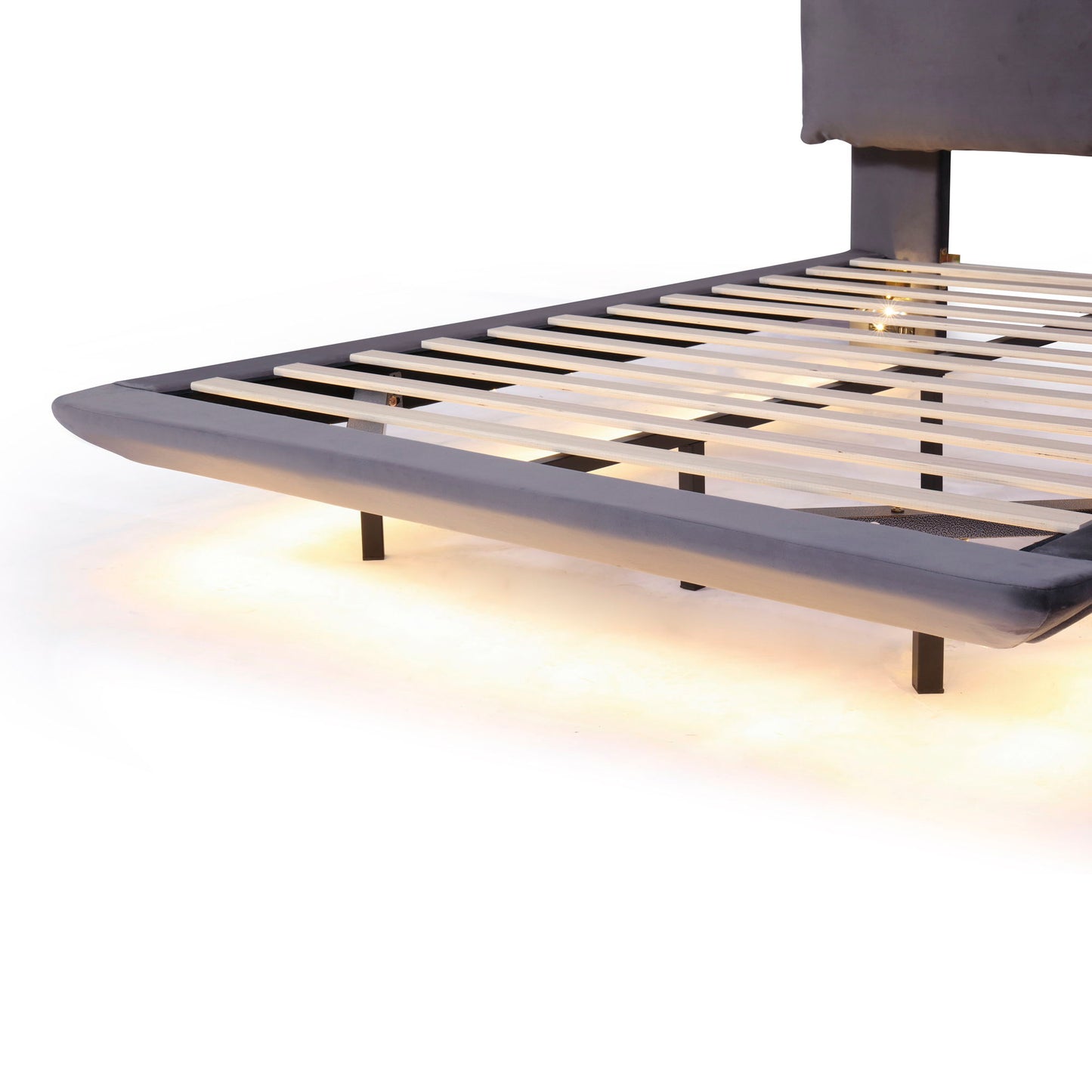 Upholstered Platform Bed With Sensor Light And 2 Large Backrests, With 2 Sets Of USB Port And Socket On Each Rear Bed Leg - The Sleep Loft - Online Mattress Showroom NYC