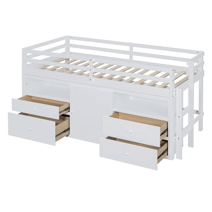 Loft Bed With 4 Drawers, Underneath Cabinet And Shelves - The Sleep Loft - Online Mattress Showroom NYC