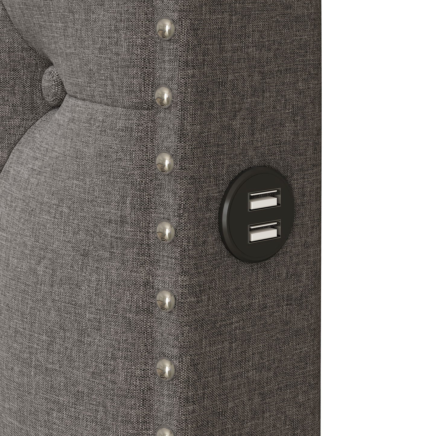 Upholstered Platform Bed With 2 Drawers And 2 Sets Of USB Ports On Each Side, Linen Fabric - The Sleep Loft - Online Mattress Showroom NYC