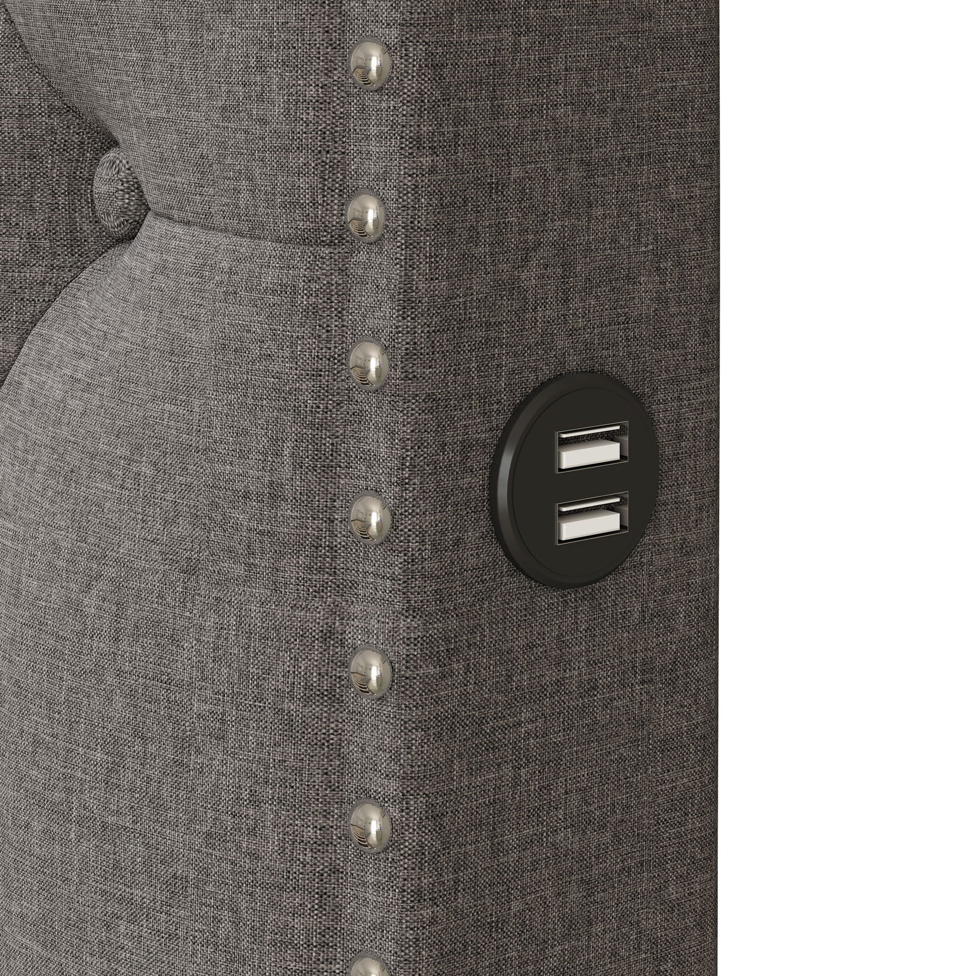 Upholstered Platform Bed With 2 Drawers And 2 Sets Of USB Ports On Each Side, Linen Fabric - The Sleep Loft - Online Mattress Showroom NYC