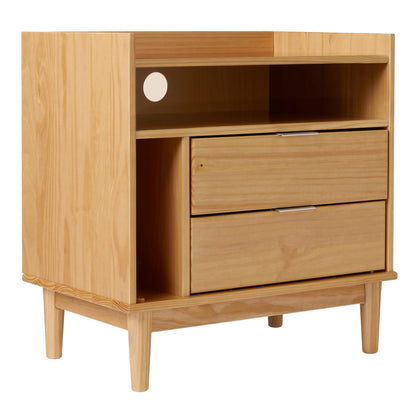 Mid-Century Modern Solid Wood 2 Drawer Gallery Nightstand - The Sleep Loft - Online Mattress Showroom NYC