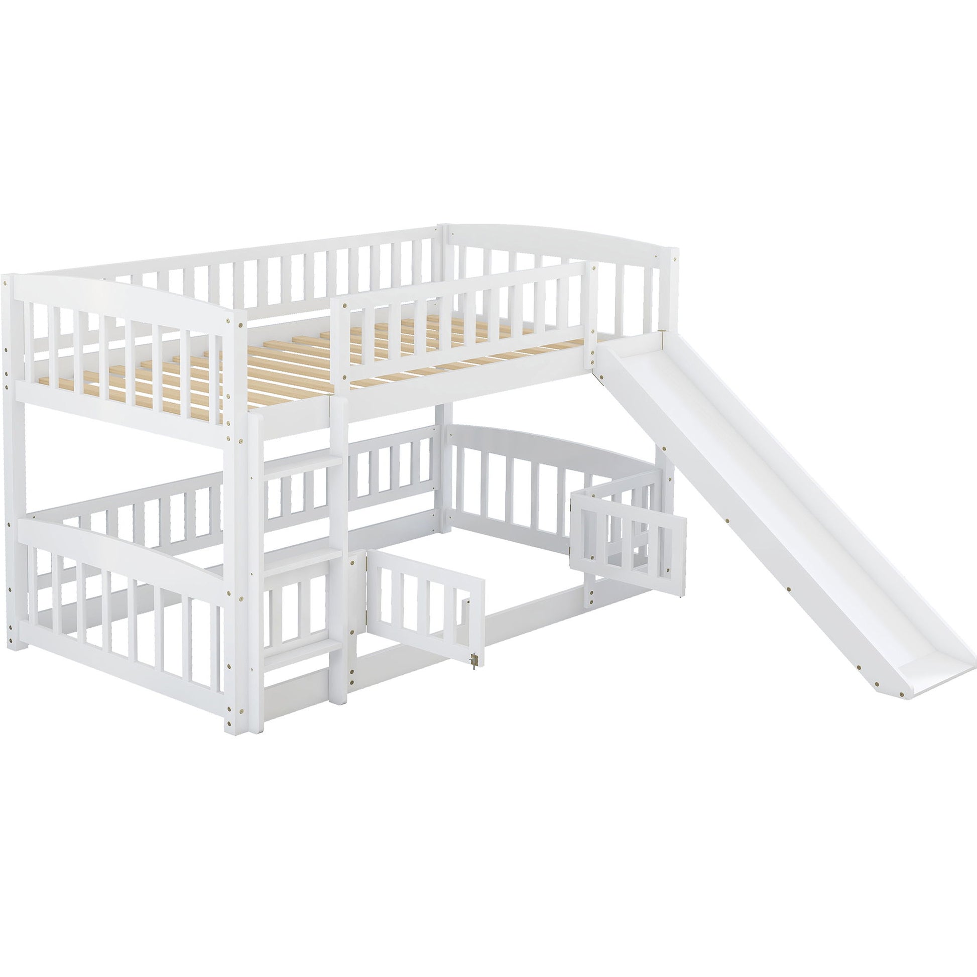 Low Bunk Bed With Slide, Fence And Ladder - The Sleep Loft - Online Mattress Showroom NYC