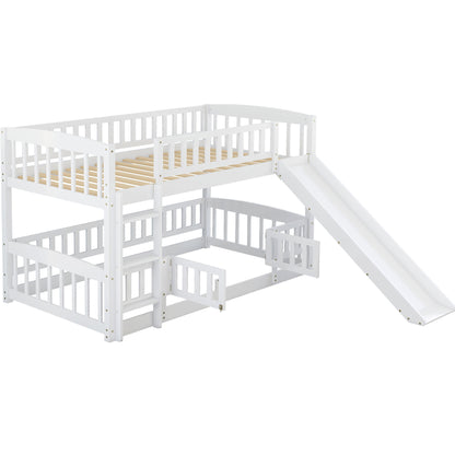 Low Bunk Bed With Slide, Fence And Ladder - The Sleep Loft - Online Mattress Showroom NYC