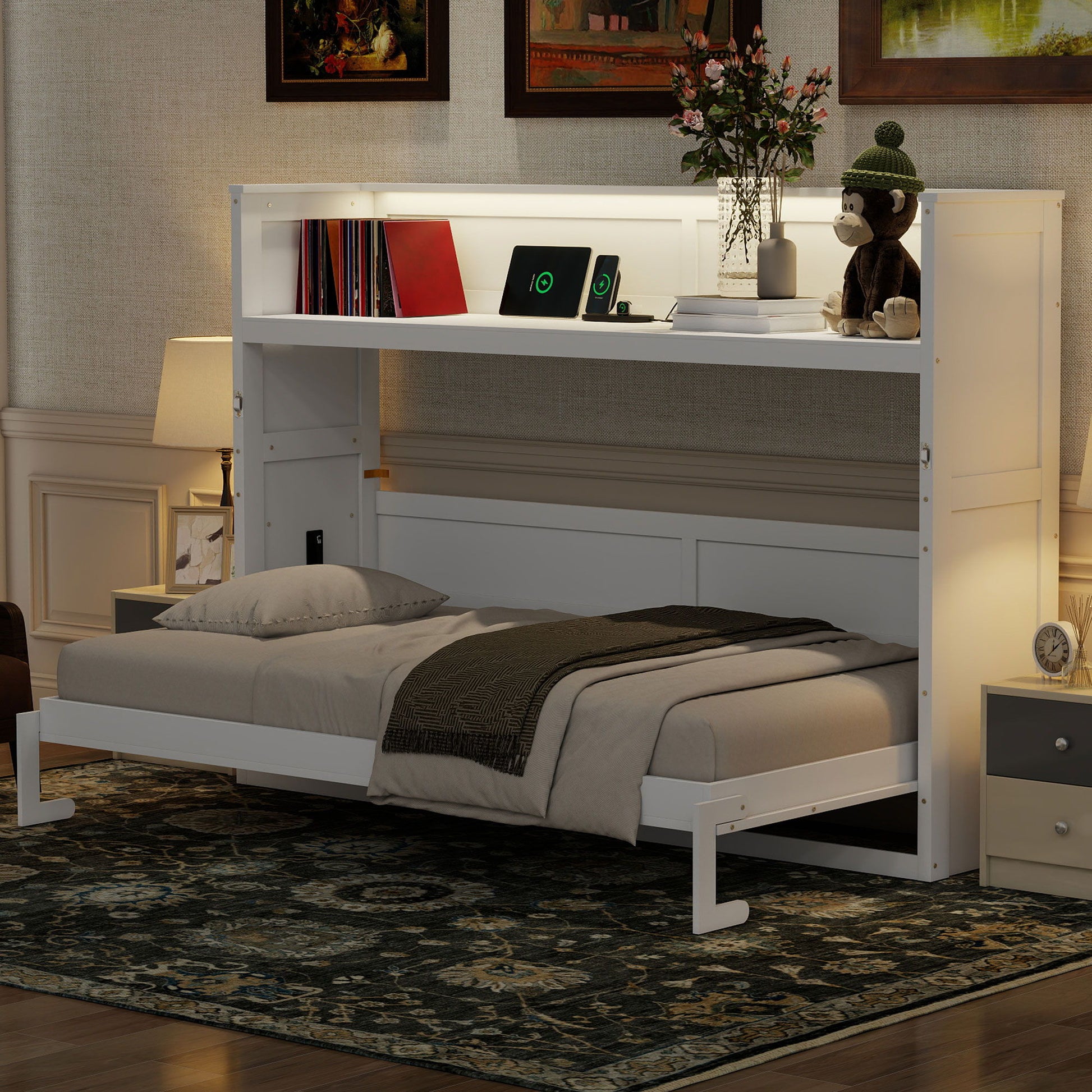 Murphy Bed With Desk, LED Light And USB Charging Station - The Sleep Loft - Online Mattress Showroom NYC