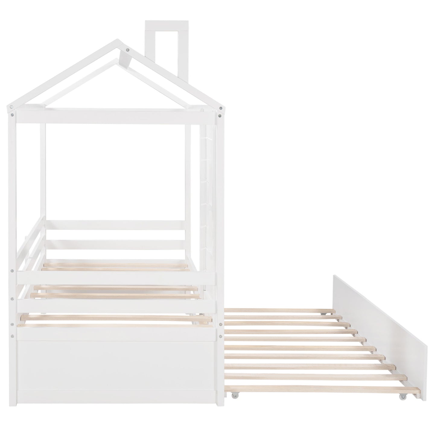 Twin Size Classic House Bed With Twin Size Trundle - White - The Sleep Loft - Online Mattress Showroom NYC