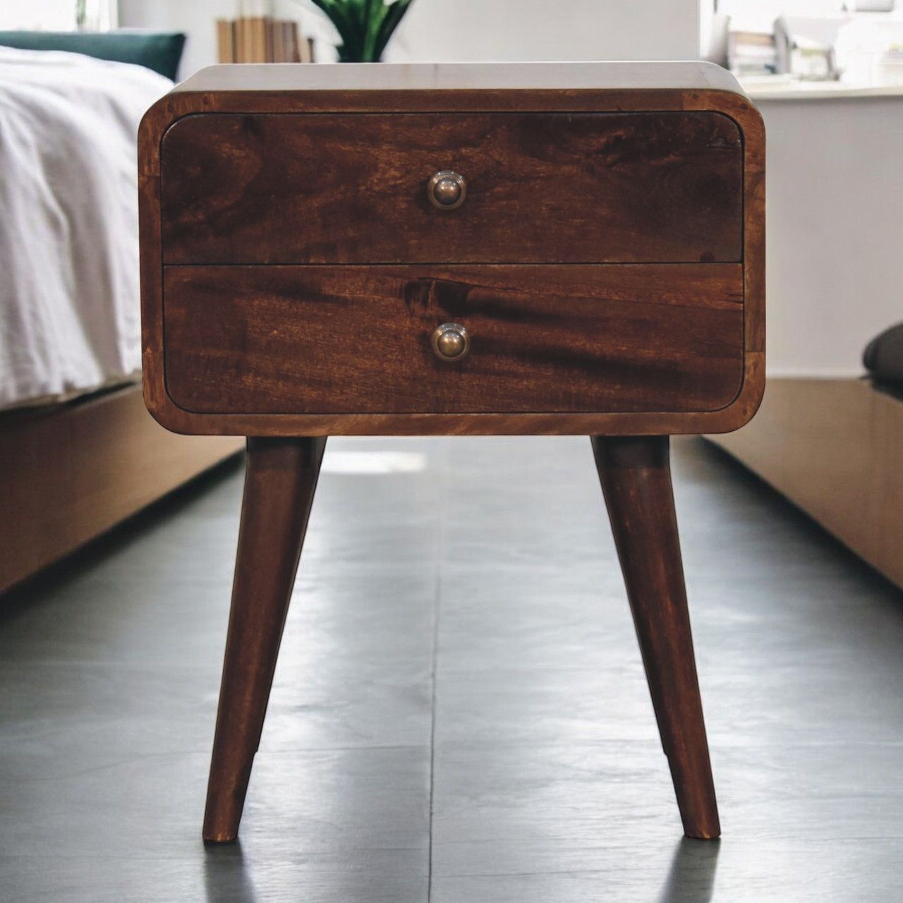 Curved Nightstand, - The Sleep Loft - Online Mattress Showroom NYC