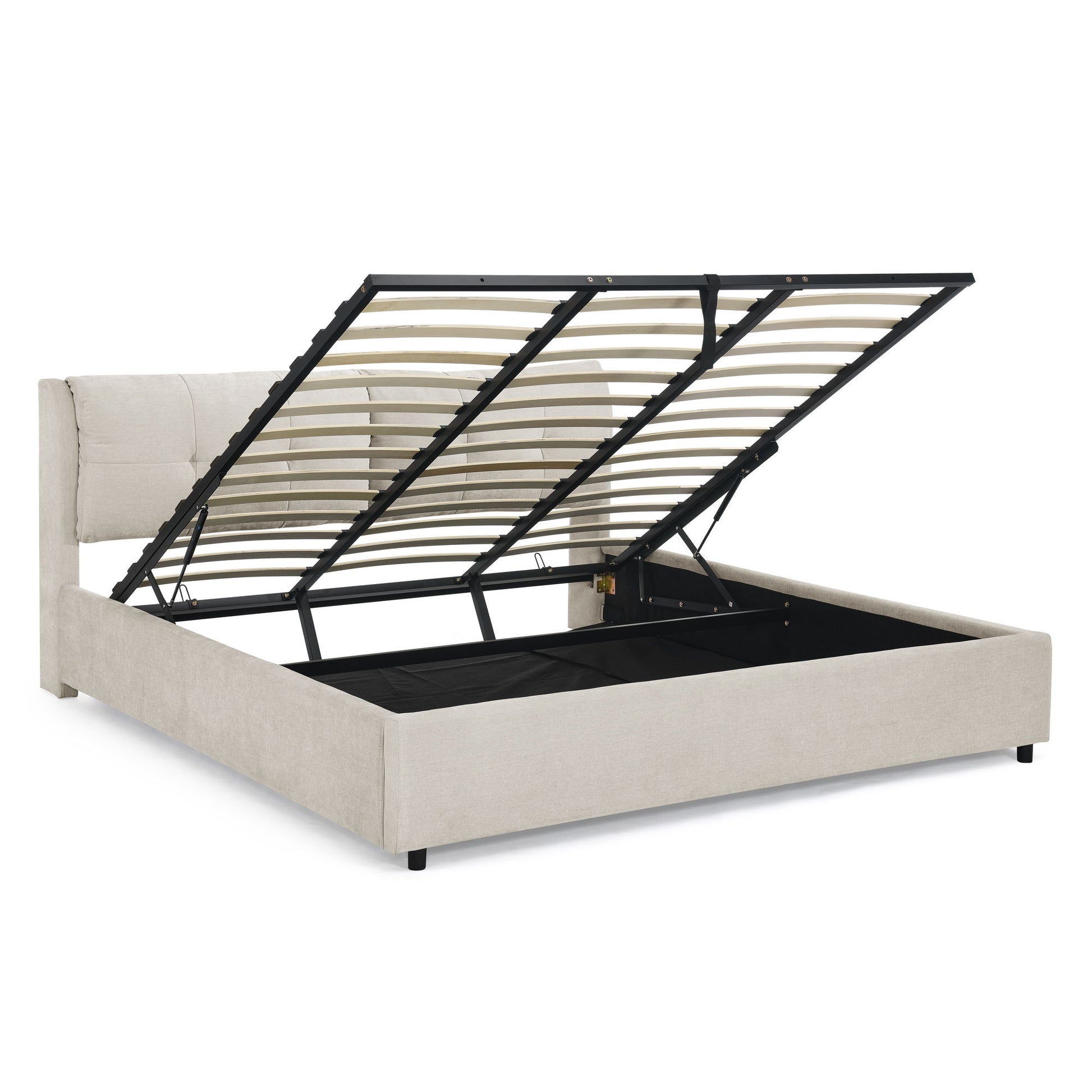 Storage Upholstered Hydraulic Platform Bed With Integrated Headboard - The Sleep Loft - Online Mattress Showroom NYC