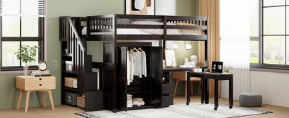Loft Bed With Stairs, Bookshelf, Drawers, Desk & Wardrobe, Space Saving Multifunctional Furniture - The Sleep Loft - Online Mattress Showroom NYC