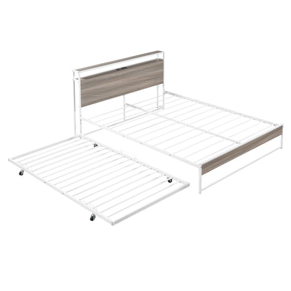Platform Bed Frame With Trundle, USB Ports And Slat Support, No Box Spring Needed - The Sleep Loft - Online Mattress Showroom NYC