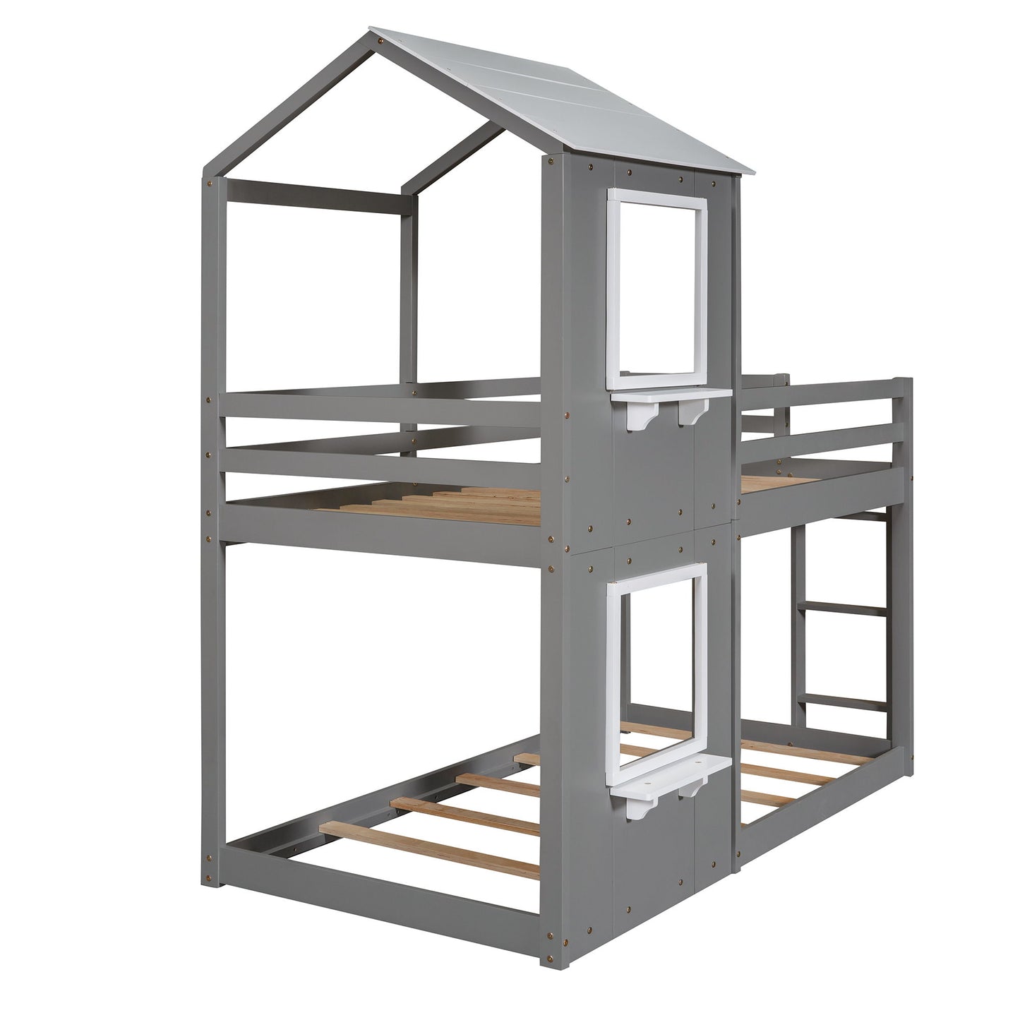 Bunk Bed Wood Bed & Roof, Window, Guardrail, Ladder - The Sleep Loft - Online Mattress Showroom NYC
