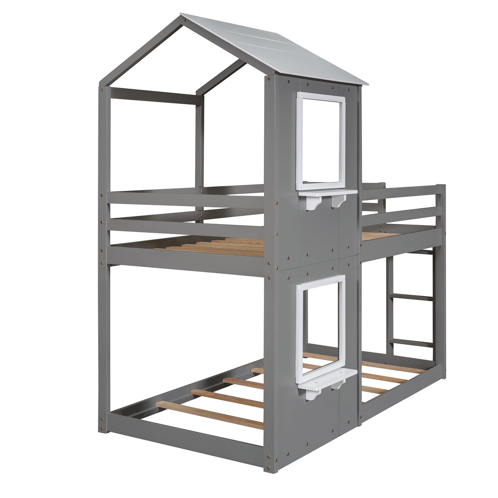 Bunk Bed Wood Bed & Roof, Window, Guardrail, Ladder - The Sleep Loft - Online Mattress Showroom NYC