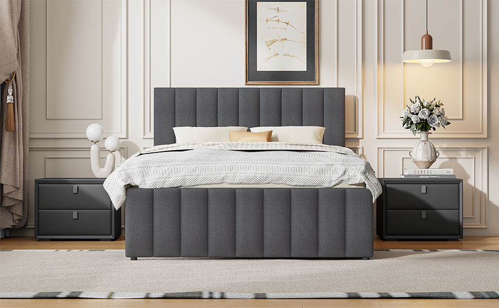 Upholstered Platform Bed With Twin Size Trundle And 3 Drawers - The Sleep Loft - Online Mattress Showroom NYC