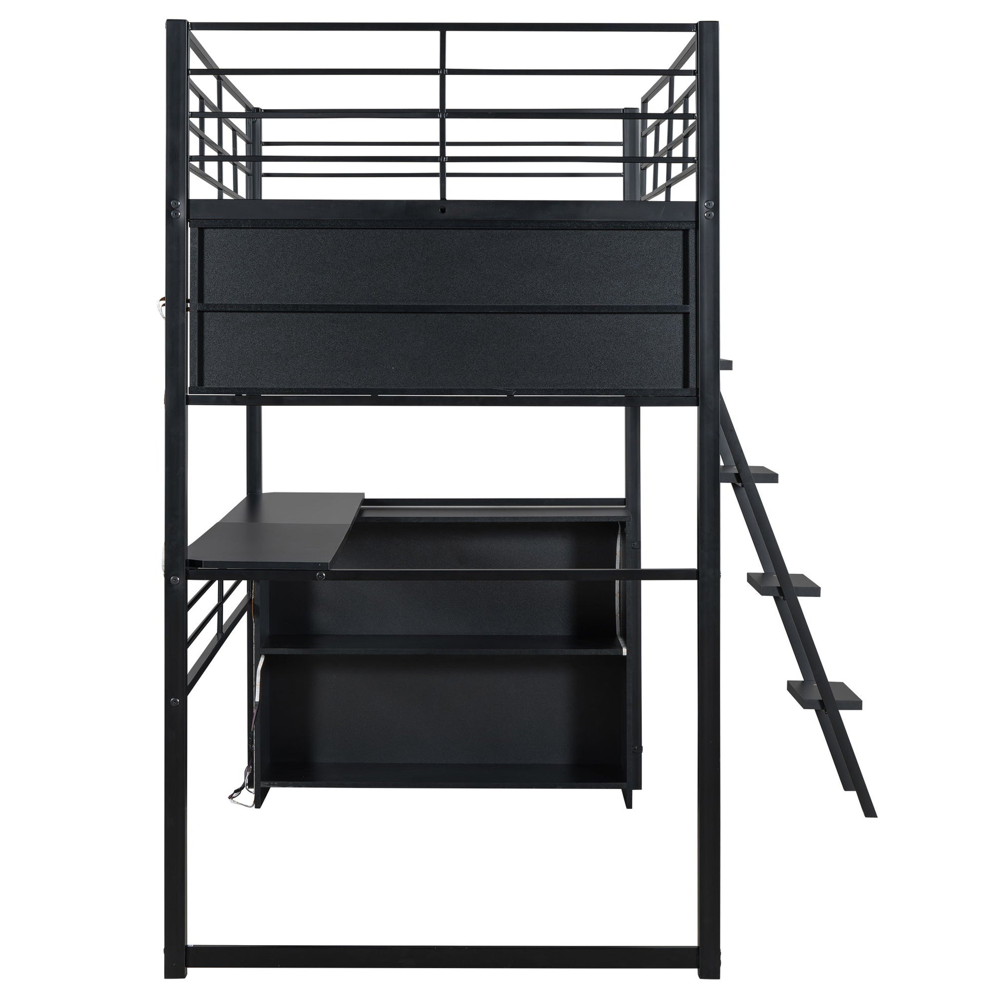 Loft Bed With LED Desk And 4 Storage Shelves - The Sleep Loft - Online Mattress Showroom NYC