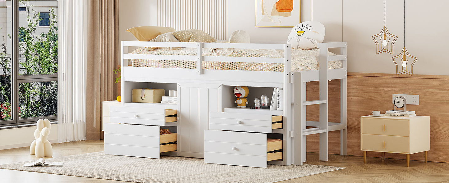 Loft Bed With 4 Drawers, Underneath Cabinet And Shelves - The Sleep Loft - Online Mattress Showroom NYC