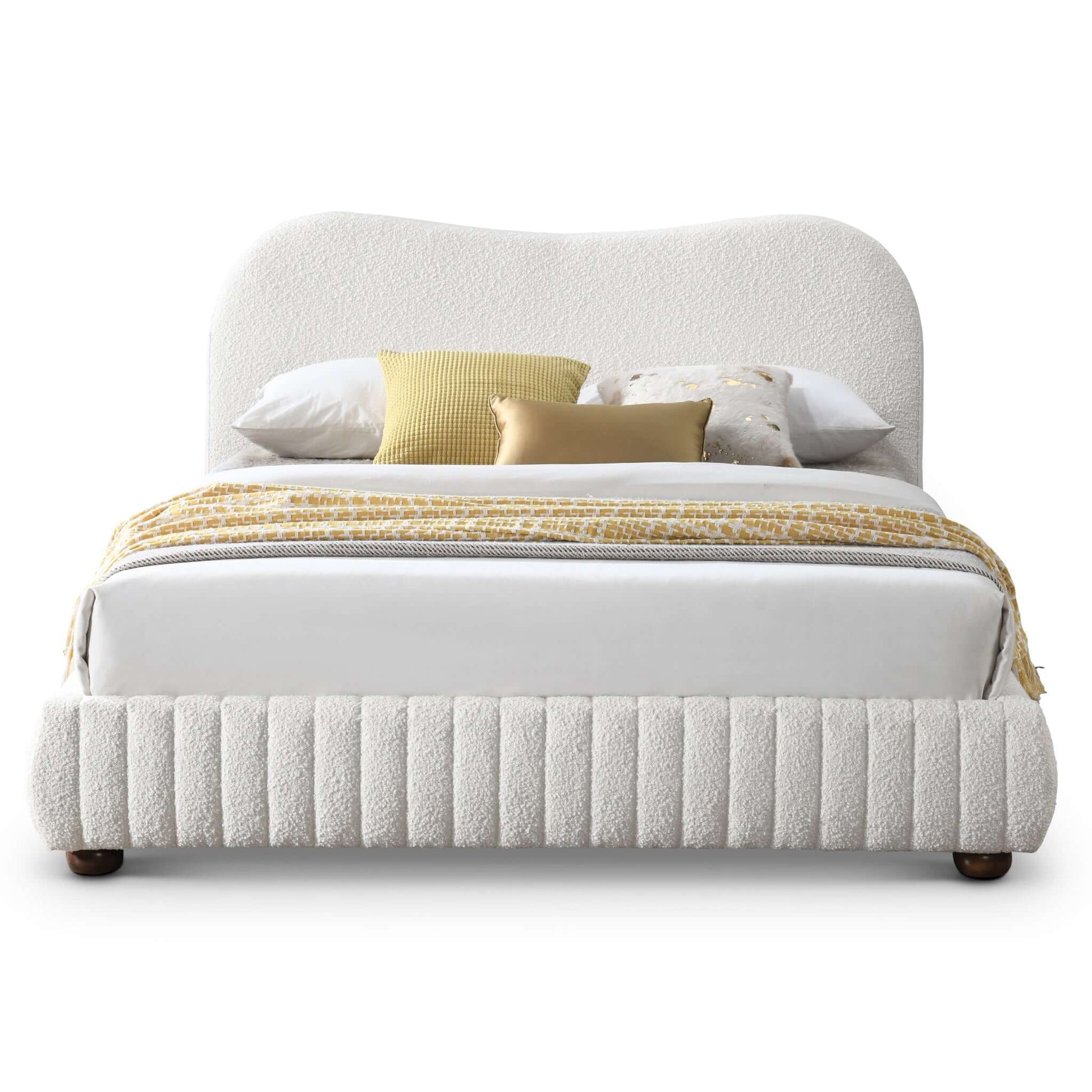 Norme - Queen Size Upholstered Low Profile Platform Bed - Cream - The Sleep Loft - Online Mattress Showroom NYC