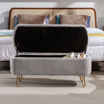 Storage Ottoman Bench For End Of Bed Legs, Modern Camel Faux Fur Entryway Bench Upholstered Padded With Storage For Living Room Bedroom - The Sleep Loft - Online Mattress Showroom NYC