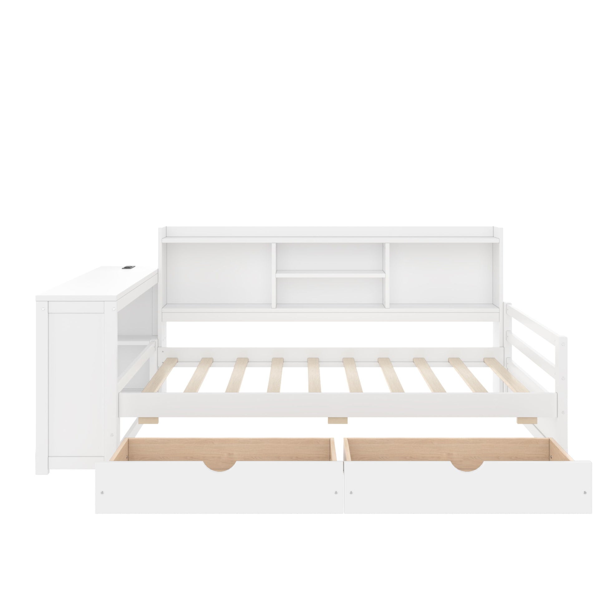 Corner Daybed With Storage Drawers, Desk, Charging Port & Bookcase - The Sleep Loft - Online Mattress Showroom NYC