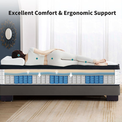 12" Hybrid Mattress Individual Pocket Spring, 7 Zoned Memory Foam - The Sleep Loft - Online Mattress Showroom NYC