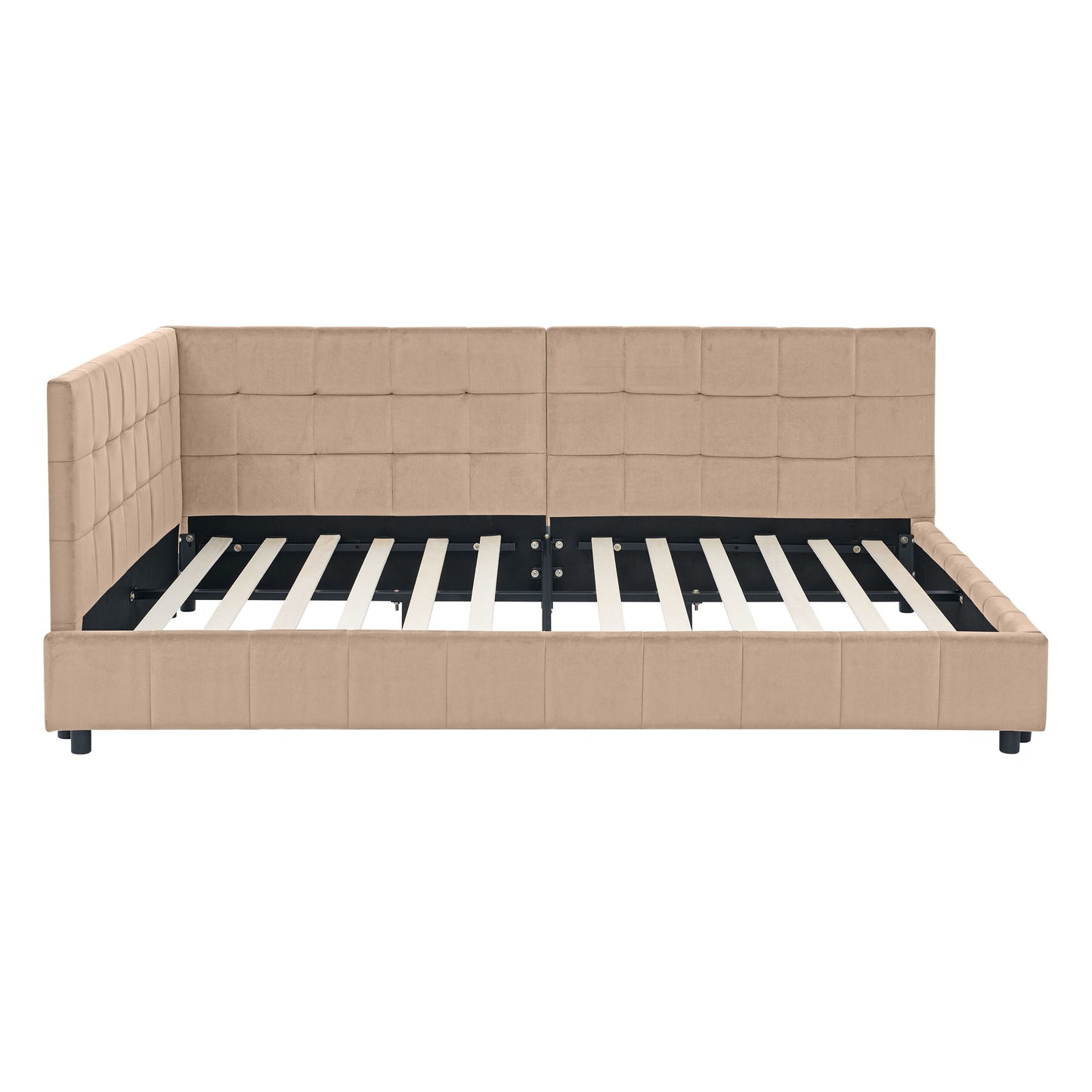 Mid-Century Storage Upholstered Tufted Bed Frame With Backrest And Armrests - The Sleep Loft - Online Mattress Showroom NYC
