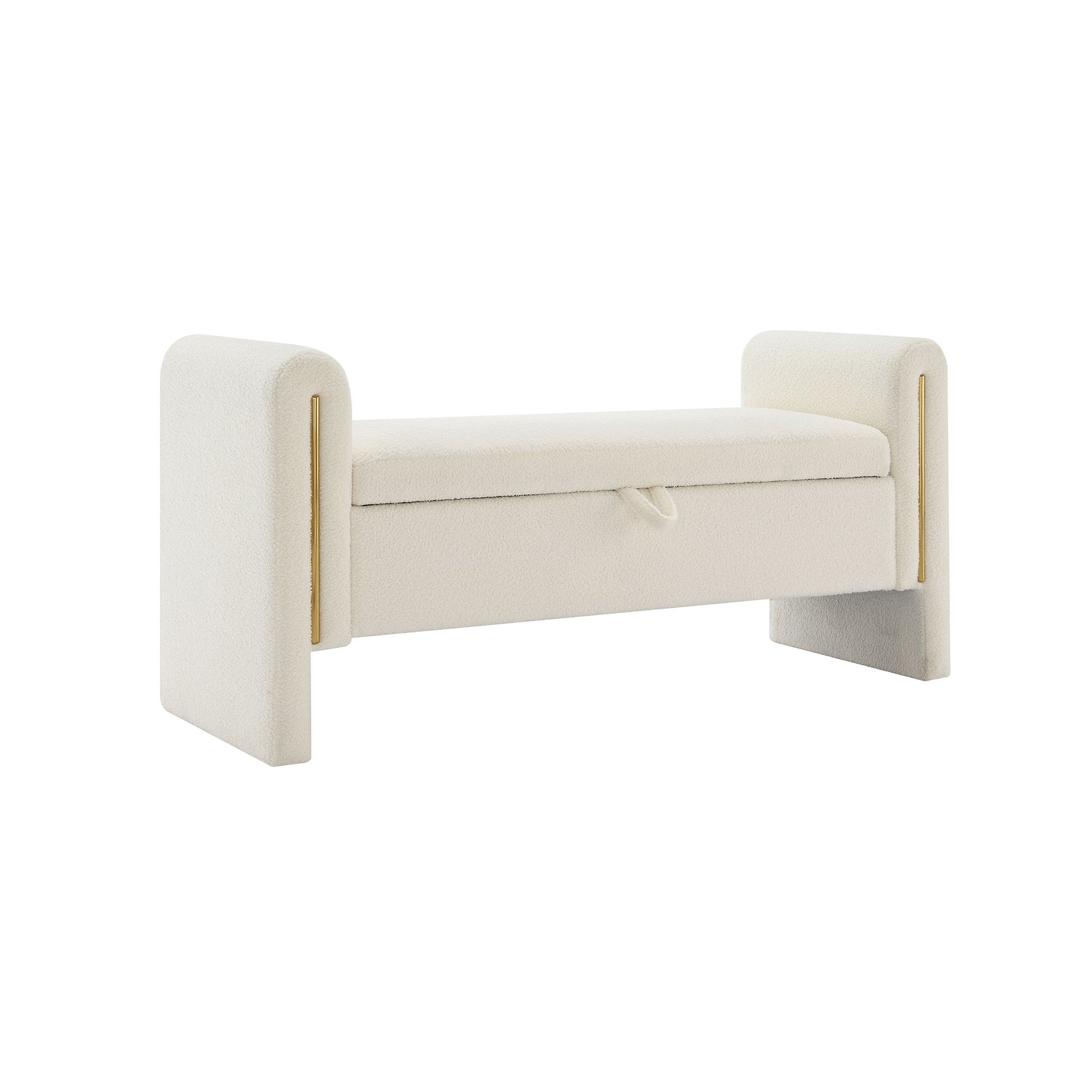 Modern Teddy Upholstered Large Bed End Bench With Arms And Storage - The Sleep Loft - Online Mattress Showroom NYC