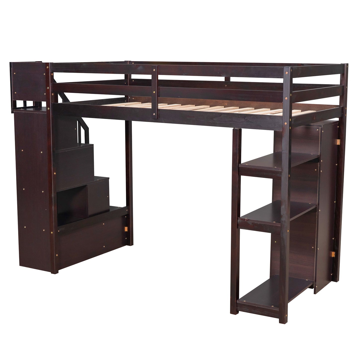 Loft Bed With Storage Drawers And Stairs With Shelves - The Sleep Loft - Online Mattress Showroom NYC