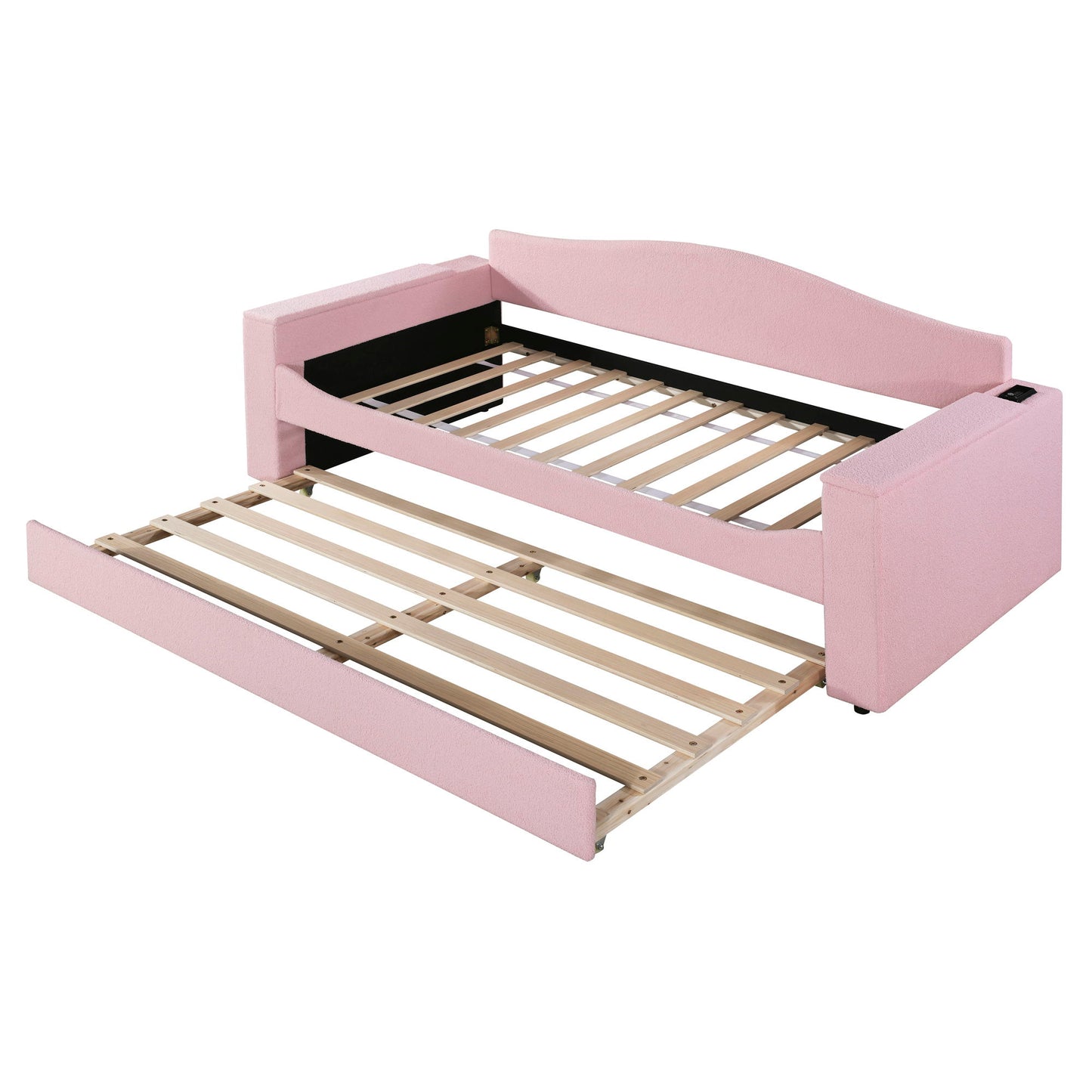 Upholstered Daybed With Storage Armrests, Trundle And Latest Integrated tooth Audio System - The Sleep Loft - Online Mattress Showroom NYC