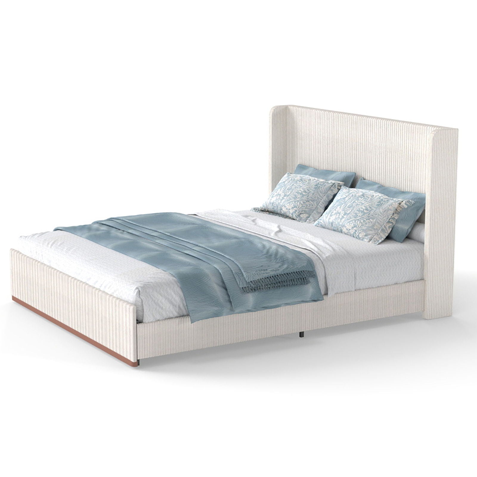 Upholstered Bed Frame With Luxury Wingback Headboard - The Sleep Loft - Online Mattress Showroom NYC